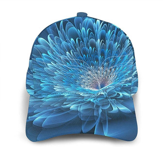 Blue Flower Print Casual Baseball Cap Adjustable Twill Sports Dad Hats for Unisex Hat - Thegiftio UK