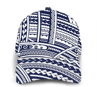Blue Polynesian Maori Tribal Pattern Print Casual Baseball Cap Adjustable Twill Sports Dad Hats for Unisex Hat - Thegiftio