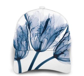 Blue and White Flower Print Classic Baseball Cap Adjustable Twill Sports Dad Hats for Unisex Hat - Thegiftio UK