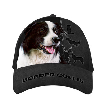Border Collie Dog Leather Hat Classic Cap Hat - Thegiftio UK