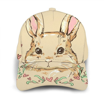 Bunny Rabbit Floral Print Classic Baseball Cap Adjustable Twill Sports Dad Hats for Unisex Hat - Thegiftio UK