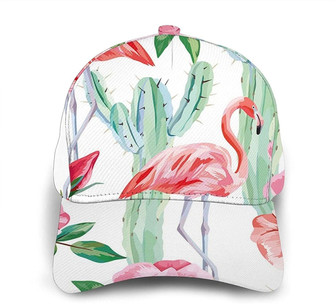 Cactus Flamingo Rose Flowers Print Casual Baseball Cap Adjustable Twill Sports Dad Hats for Unisex Hat - Thegiftio