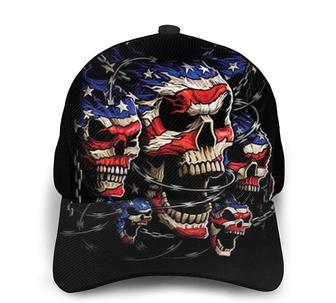 Cap Classic Skulls American Flag Patriotic Skull Fashion Caps Trucker Hats Outdoor Hat Black Hat - Thegiftio UK