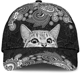 Cat Lovely Cute Pattern Gray Printed Unisex Hat Classic Cap, Snapback Cap, Baseball Cap Hat - Thegiftio