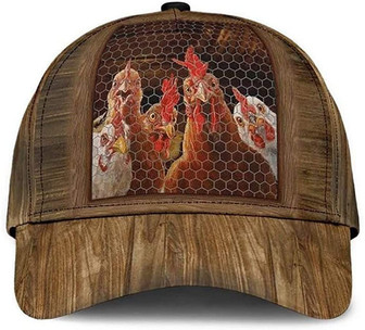 Chicken Hiding Wood Printed Unisex Hat Classic Cap, Snapback Cap, Baseball Cap Hat - Thegiftio
