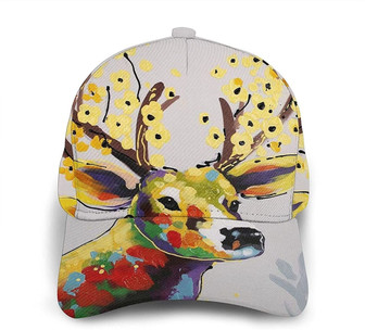 Colorful Deer Print Classic Baseball Cap Adjustable Twill Sports Dad Hats for Unisex Hat - Thegiftio UK