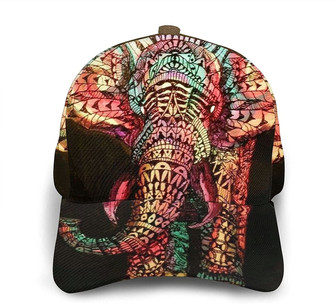 Colorful Elephant Print Casual Baseball Cap Adjustable Twill Sports Dad Hats for Unisex Hat - Thegiftio UK