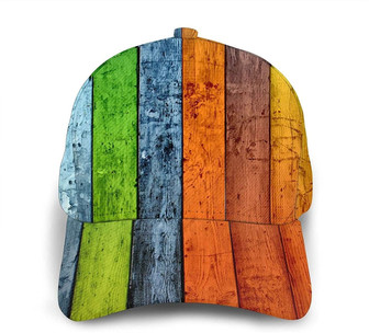 Colour Wooden Print Casual Baseball Cap Adjustable Twill Sports Dad Hats for Unisex Hat - Thegiftio UK