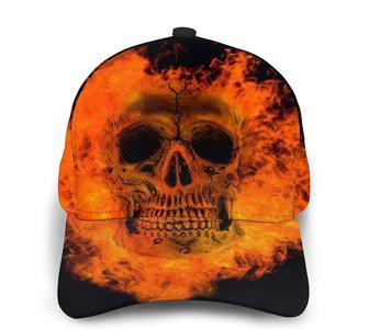 Cool Blood Red Fire Skull Adjustable Unisex Printed Baseball Cap Trucker Hats Sports Hat - Thegiftio UK