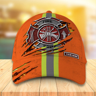 Customized Firefighter Vintage Orange Hat Classic Cap Hat - Thegiftio UK