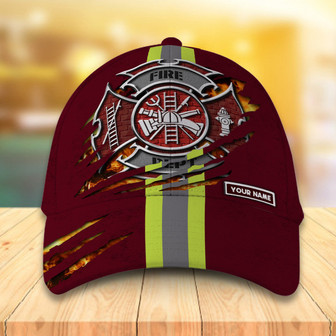 Customized Firefighter Vintage Red Hat Classic Cap Hat - Thegiftio UK