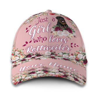 Customized Girl Loves Rottweiler Flowers Hat Classic Cap Hat - Thegiftio UK