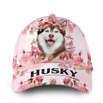 Customized Happy Pink Husky Hat Classic Cap Hat - Thegiftio UK