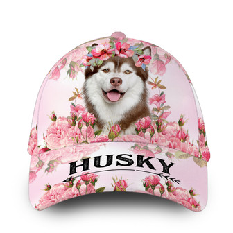 Customized Happy Pink Husky Hat Classic Cap Hat - Thegiftio UK