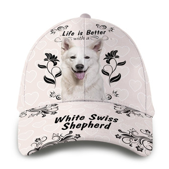 Customized Life Is Better With White Swiss Shepherd Hat Classic Cap Hat - Thegiftio UK