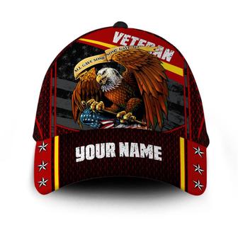 Customized Veteran American Flag Hat Proud US Military All Gave Some Some Gave All Eagle Veteran Hat Classic Cap Hat - Thegiftio UK