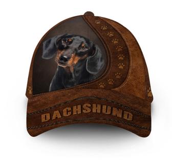 Dachshund Dog Leather Hat Classic Cap Hat - Thegiftio UK