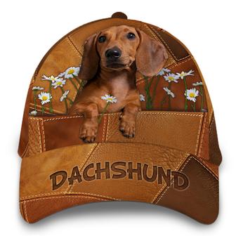 Dachshund Dog Leather Hat Classic Cap Printed Hat - Thegiftio UK