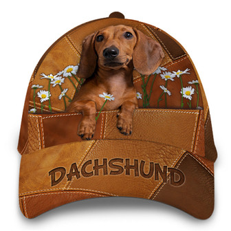 Dachshund Dog Leather Hat Classic Cap Printed Hat - Thegiftio