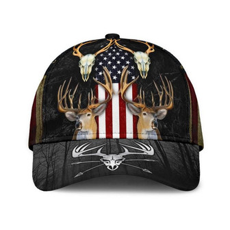 Deer Hunting American Flag Hat Classic Cap Unisex Cap, Human Cap, Trending Cap, American Cap Hat - Thegiftio