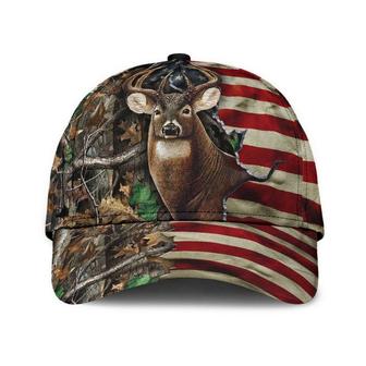 Deer Hunting Us Flag Camo Hat Classic Cap Strapback Cap, Human Cap, Trending Cap, American Cap Hat - Thegiftio UK