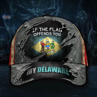 My Delaware Hat If The Flag Offends You Vintage USA Flag Baseball Cap Mens Delaware Gift Hat - Thegiftio UK