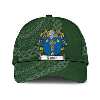 Devlin Coat Of Arms Irish Family Crest St Patrick's Day Hat Classic Cap Hat - Thegiftio UK