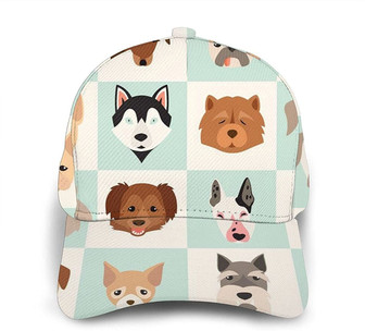 Dog Icon Print Classic Baseball Cap Adjustable Twill Sports Dad Hat Classic Cap for Unisex Hat - Thegiftio UK