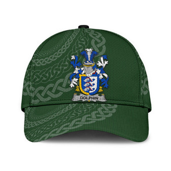 Dolphin Coat Of Arms Irish Family Crest St Patrick's Day Hat Classic Cap Hat - Thegiftio UK