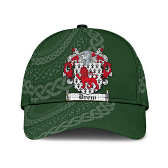 Drew Coat Of Arms Irish Family Crest St Patrick's Day Hat Classic Cap Hat - Thegiftio UK