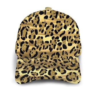 Unisex Printed Baseball Cap Gold Leopard Print Black Golden Adjustable Caps Trucker Hats Outdoor Hat - Thegiftio