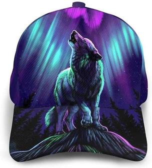 Printed Purple Wolf King Stars Roar Aurora Unisex Adjustable Sport Cap Hip Hop Baseball Cap Hat - Thegiftio UK