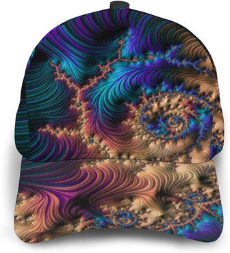 Printed Reef Abstract Colorful Fractal Art Blue Purple Unisex Adjustable Sport Cap Hip Hop Baseball Cap Hat - Thegiftio UK