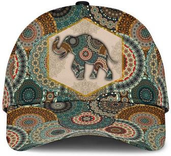 Elephant African Vintage Geometric Pattern Baseball Cap Unisex Curved Brim Adjustable Dad Hat - Thegiftio UK