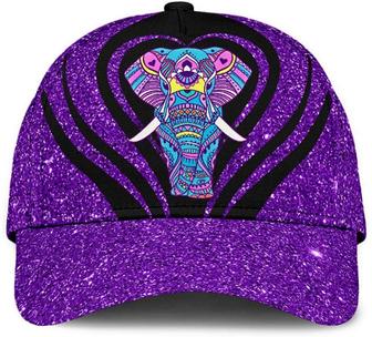 Elephant Bling Bling Style Sparkling Glitter Purple Printed Unisex Hat Classic Caps Baseball Caps Hat - Thegiftio