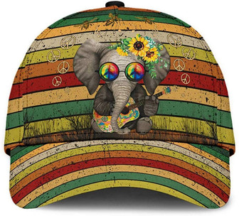 Elephant Hippie Flower Colorful Printed Unisex Hat Classic Caps Baseball Caps Hat - Thegiftio