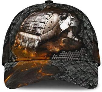 Excavator Rake Fire Lava Crack Old Metal Printed Unisex Hat Classic Cap, Snapback Cap Hat - Thegiftio UK