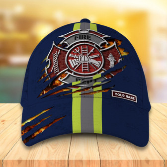 Firefighter Vintage Dark Blue Customized Hat Classic Cap Hat - Thegiftio UK