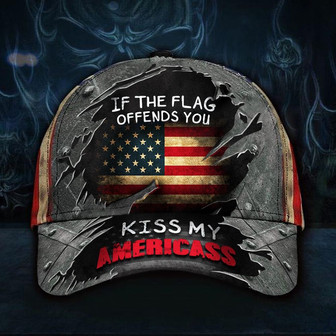 If The Flag Offends You Kiss My Americass Hat Patriotic Funny USA Flag Unique Baseball Cap Hat - Thegiftio