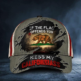 If The Flag Offends You Kiss My Californiass Cap USA Flag Bear California Republic Hat Vintage Hat - Thegiftio
