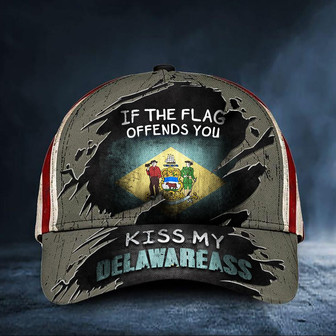 If The Flag Offends You Kiss My Delawareass Cap USA Flag Hat Unique Honor Delaware State Hat - Thegiftio