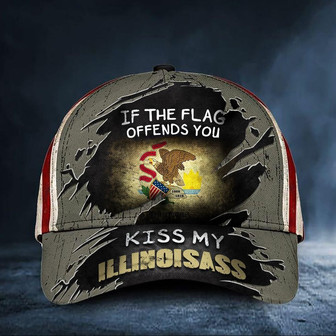 If The Flag Offends You Kiss My Illinoisass Cap USA Flag Vintage Hat Honor Illinois State Hat - Thegiftio