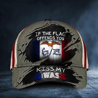 If The Flag Offends You Kiss My Iowass Cap USA Flag Hat Mens Patriotic Fun Sayings Hat - Thegiftio UK