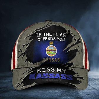 If You Flag Offends You Kiss My Kansass Cap USA Flag Proud State Of Kansas Hat Unique Hat - Thegiftio UK