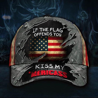 If The Flag Offends You Kiss My 'Mericass Hat Patriotic Funny American Flag Vintage Cap Hat - Thegiftio UK