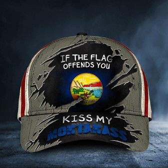 If The Flag Offends You Kiss My Montanass Cap American Flag Vintage Hat Montana State Merch Hat Classic Cap Hat - Thegiftio UK