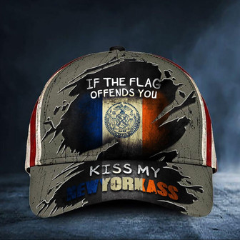 If The Flag Offends You Kiss My New Yorkass Cap USA Flag Hat Honor New York NYC Merch Hat - Thegiftio