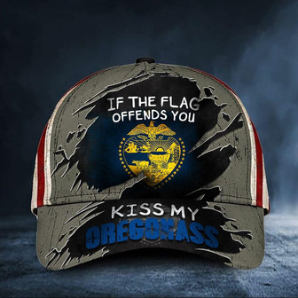 If The Flag Offends You Kiss My Oregonass Cap USA Flag Vintage Hat Cool Gifts For Men Hat - Thegiftio