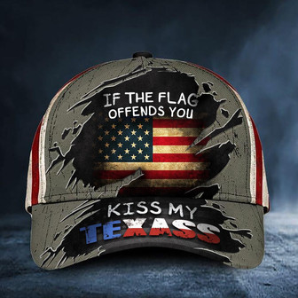 If The Flag Offends You Kiss My Texass Cap American Flag Texan Hat Funny Patriotic Texas Merch Hat - Thegiftio