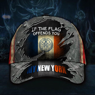 If The Flag Offends You My New York Hat Vintage USA Flag Cap Patriotic NYC Men Gift For Dad Hat - Thegiftio